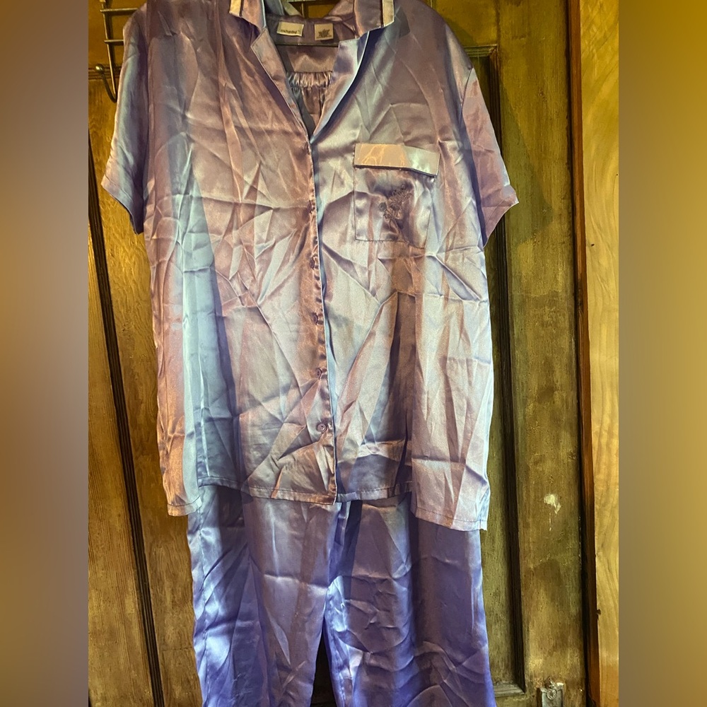 Purple Satin Pajama Set by Enchanting size 1X